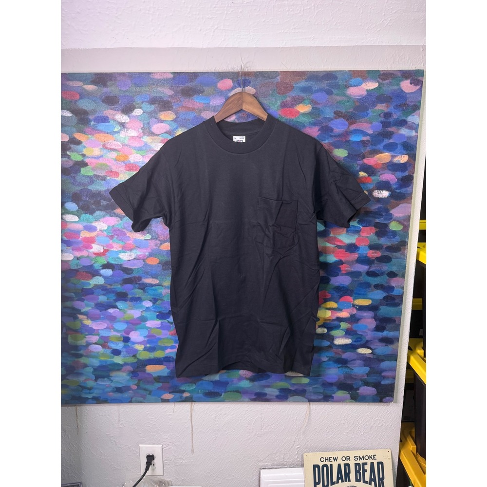 Vintage 90s BVD Mens Black Pocket T Shirt Size Medium